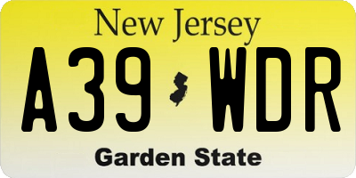 NJ license plate A39WDR