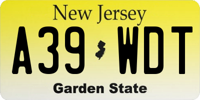 NJ license plate A39WDT
