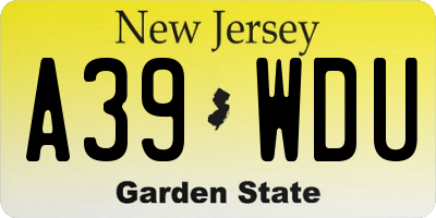 NJ license plate A39WDU