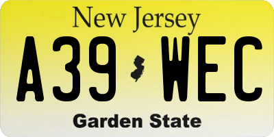 NJ license plate A39WEC