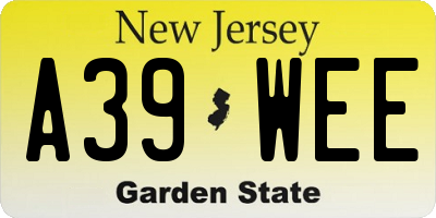NJ license plate A39WEE