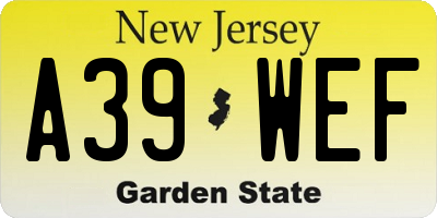 NJ license plate A39WEF