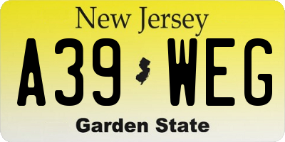 NJ license plate A39WEG