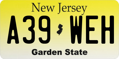 NJ license plate A39WEH