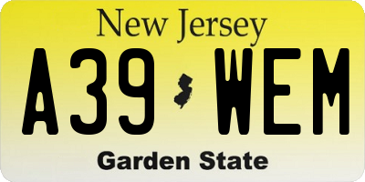 NJ license plate A39WEM