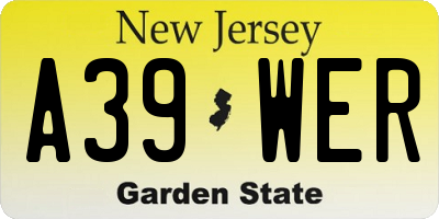 NJ license plate A39WER