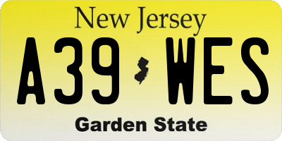 NJ license plate A39WES