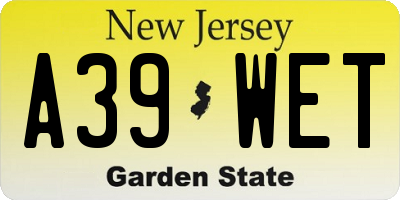 NJ license plate A39WET