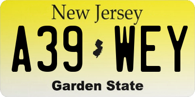NJ license plate A39WEY
