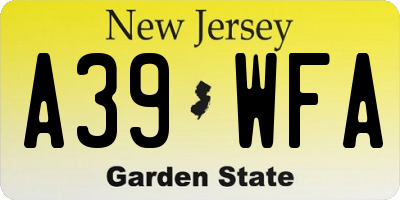 NJ license plate A39WFA