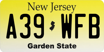 NJ license plate A39WFB