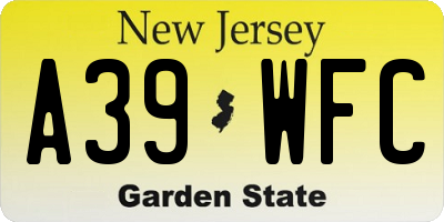 NJ license plate A39WFC