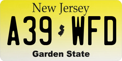 NJ license plate A39WFD