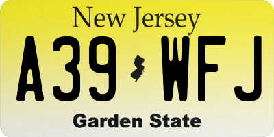 NJ license plate A39WFJ