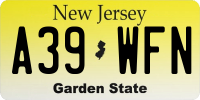 NJ license plate A39WFN