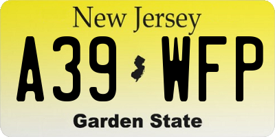 NJ license plate A39WFP