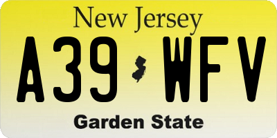 NJ license plate A39WFV