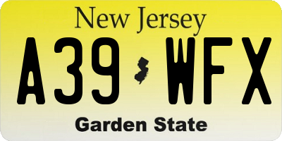 NJ license plate A39WFX