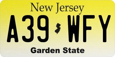 NJ license plate A39WFY