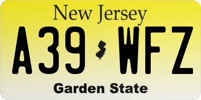 NJ license plate A39WFZ