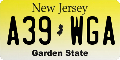 NJ license plate A39WGA