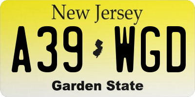 NJ license plate A39WGD