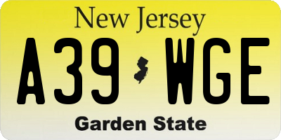 NJ license plate A39WGE