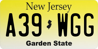 NJ license plate A39WGG