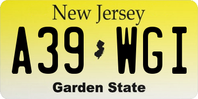 NJ license plate A39WGI