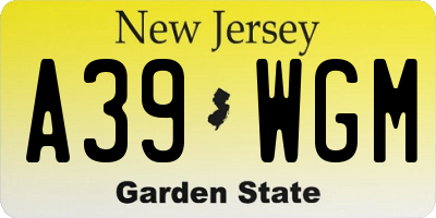NJ license plate A39WGM