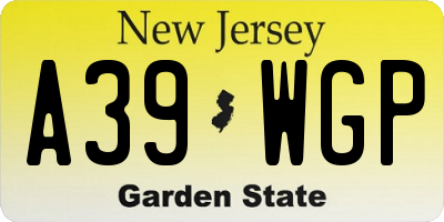 NJ license plate A39WGP