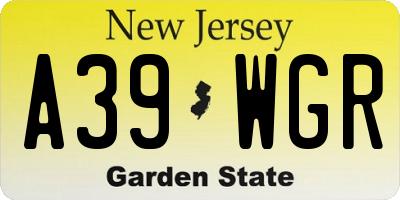 NJ license plate A39WGR