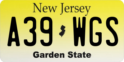 NJ license plate A39WGS