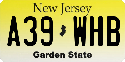 NJ license plate A39WHB