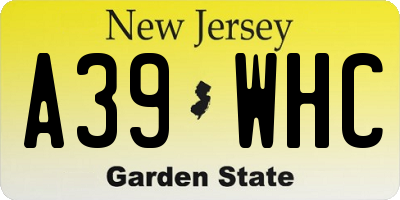 NJ license plate A39WHC