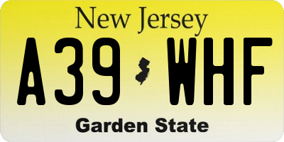 NJ license plate A39WHF