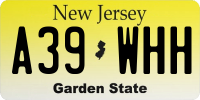 NJ license plate A39WHH