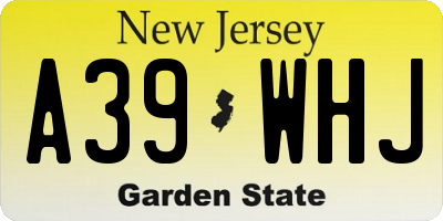 NJ license plate A39WHJ