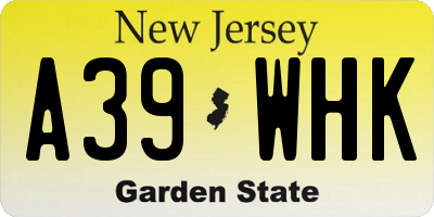 NJ license plate A39WHK