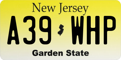 NJ license plate A39WHP