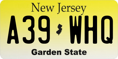 NJ license plate A39WHQ