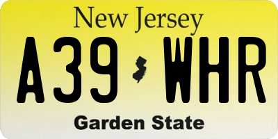 NJ license plate A39WHR