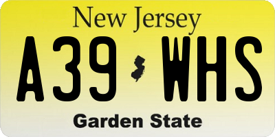 NJ license plate A39WHS