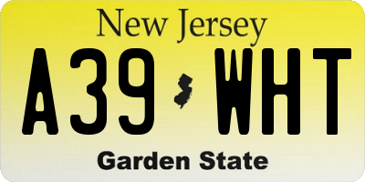 NJ license plate A39WHT