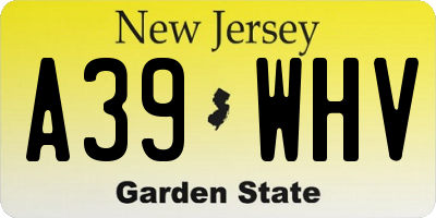 NJ license plate A39WHV