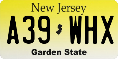 NJ license plate A39WHX