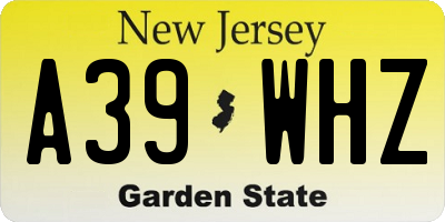 NJ license plate A39WHZ