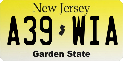 NJ license plate A39WIA