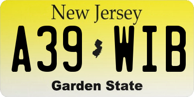 NJ license plate A39WIB