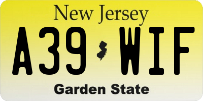 NJ license plate A39WIF